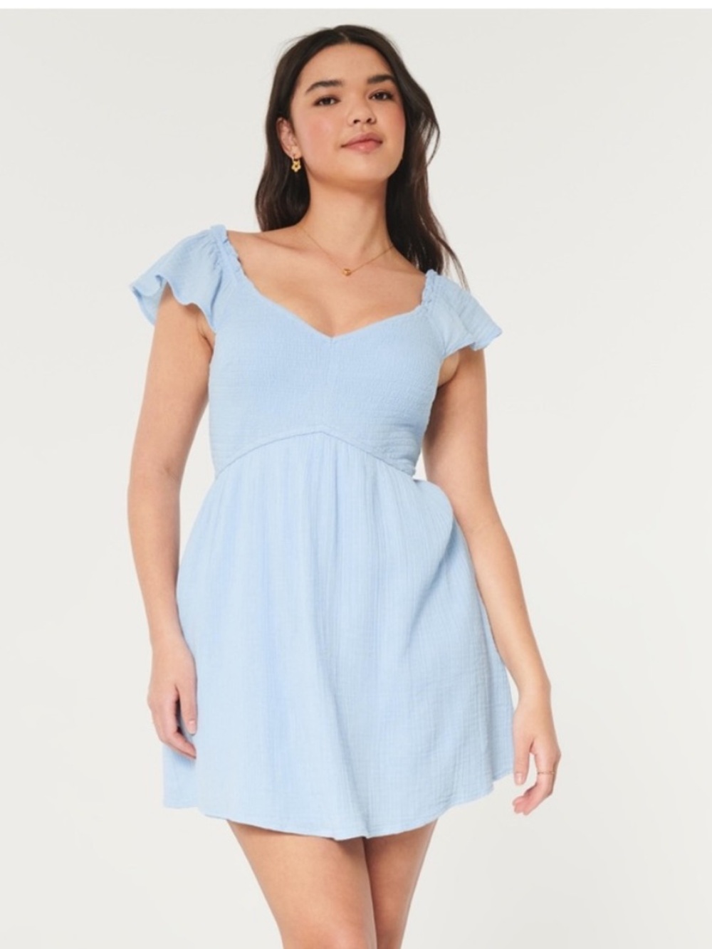 Hollister Flutter Sleeve Smocked Mini Dress